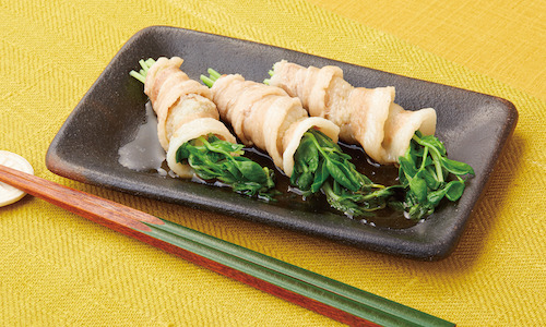 豆苗の豚巻き