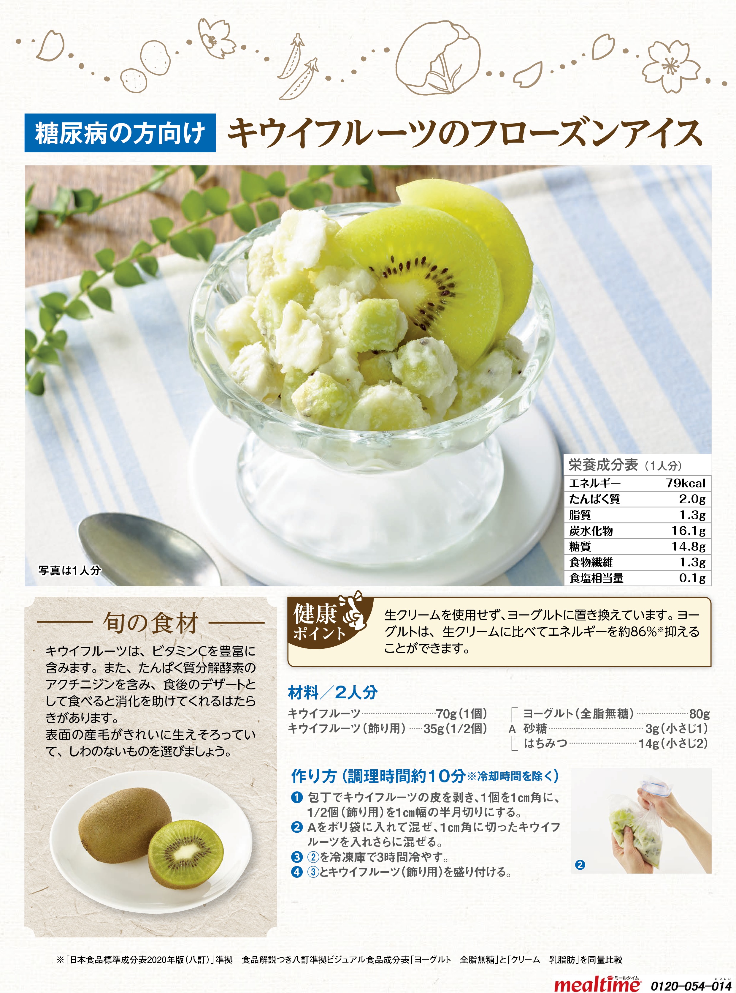 Nutritional components salt snack キウイフルーツのフローズンアイス