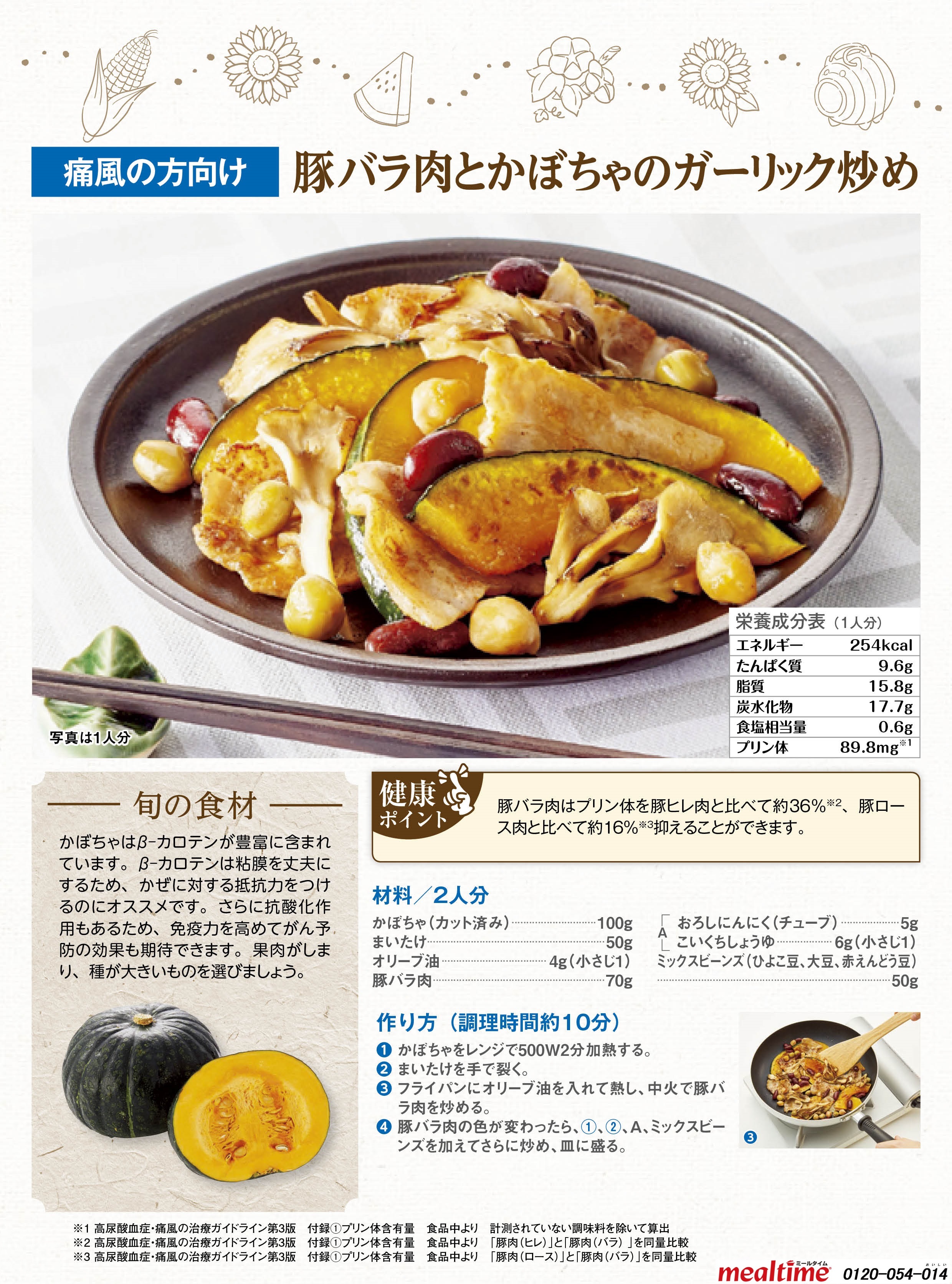 Recipe gout gout summer 豚バラ肉とかぼちゃのガーリック炒め