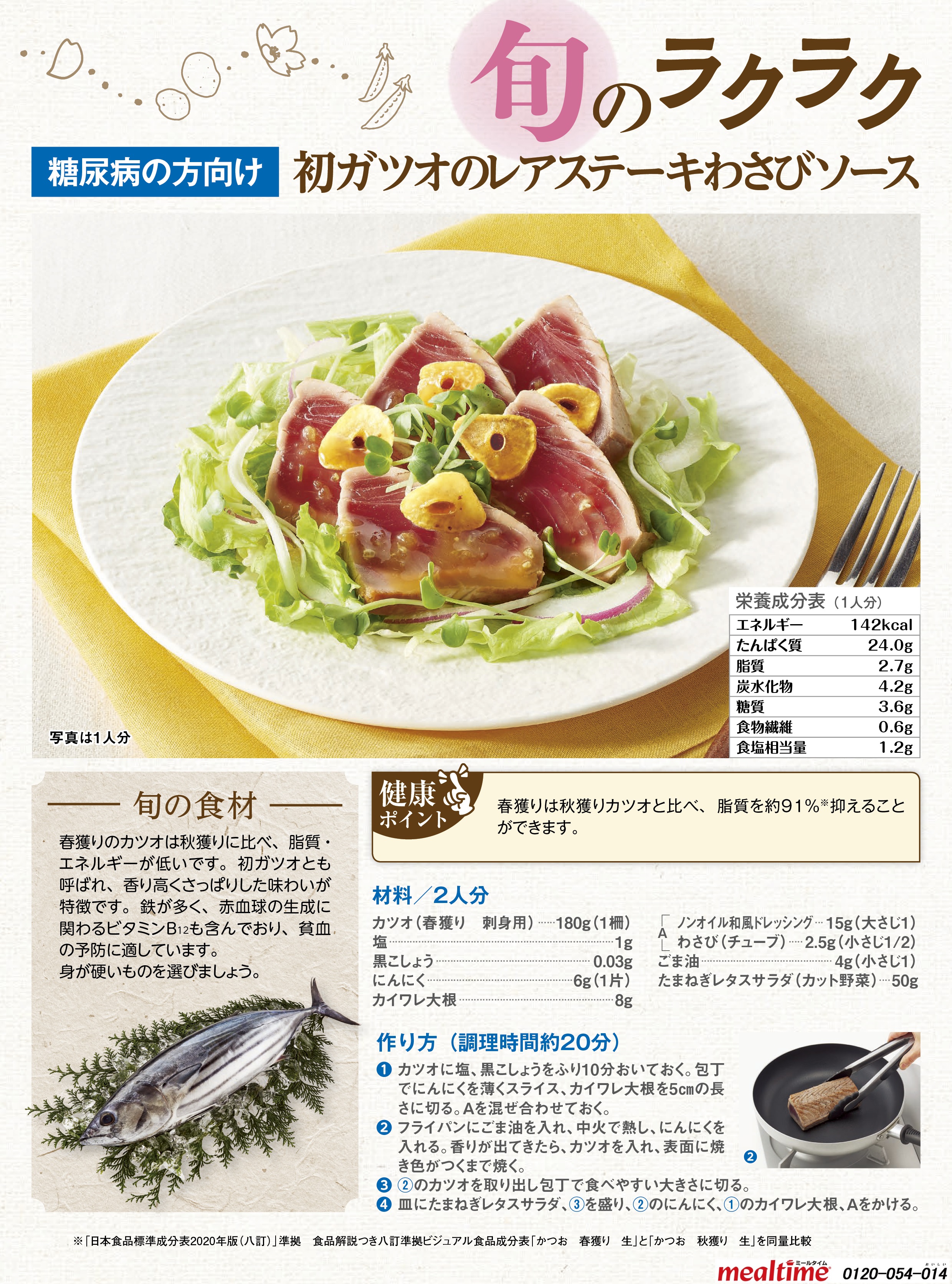 Recipe diabetes diabetes spring 初ガツオのレアステーキわさびソース